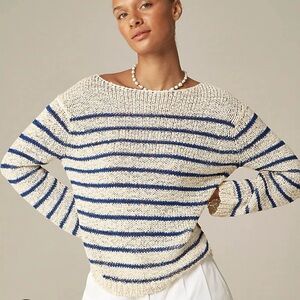 J. Crew Blue & Cream Montauk Pullover Striped Sweater medium